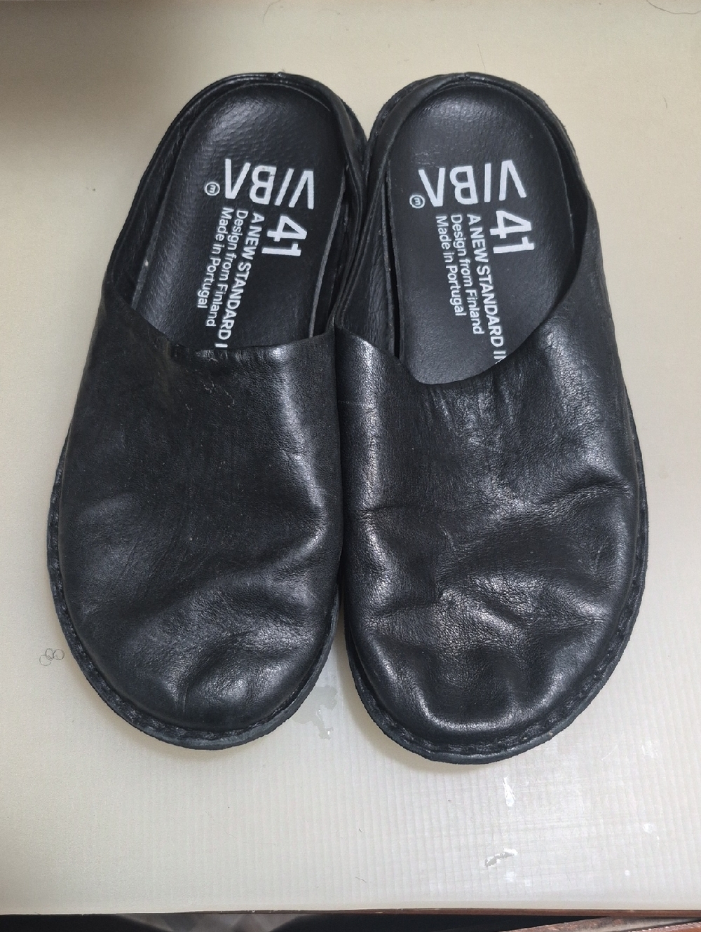 VIB/41 Black Leather Clog Mules
